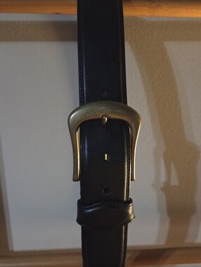 Brighton Black Leather Belt with Brass Buckle 34